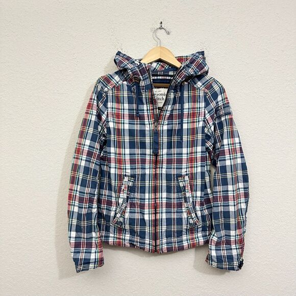Vintage ABERCROMBIE FITCH Pine Point Jacket Plaid Hooded Cotton 90s